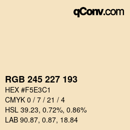 カラーコード: RGB 245 227 193 | qconv.com