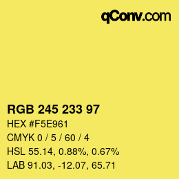 Color code: RGB 245 233 97 | qconv.com
