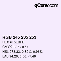 Color code: RGB 245 235 253 | qconv.com
