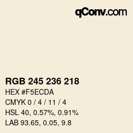 Código de color: RGB 245 236 218 | qconv.com