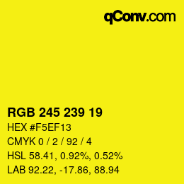 Color code: RGB 245 239 19 | qconv.com