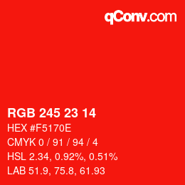 Color code: RGB 245 23 14 | qconv.com