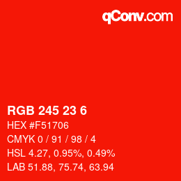 Color code: RGB 245 23 6 | qconv.com