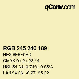 Color code: RGB 245 240 189 | qconv.com
