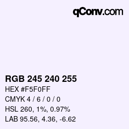 Color code: RGB 245 240 255 | qconv.com