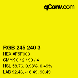 Color code: RGB 245 240 3 | qconv.com