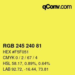 Código de color: RGB 245 240 81 | qconv.com