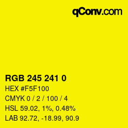 Color code: RGB 245 241 0 | qconv.com