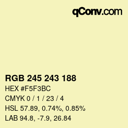 Color code: RGB 245 243 188 | qconv.com