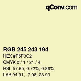 Código de color: RGB 245 243 194 | qconv.com