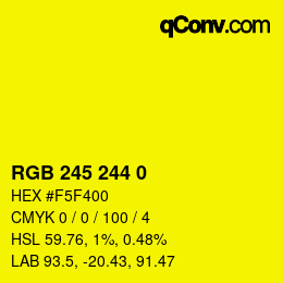 Color code: RGB 245 244 0 | qconv.com