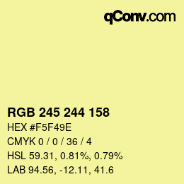 Color code: RGB 245 244 158 | qconv.com