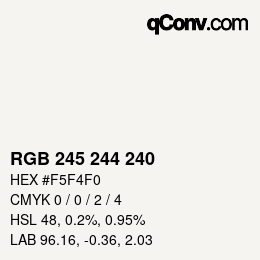 Código de color: RGB 245 244 240 | qconv.com