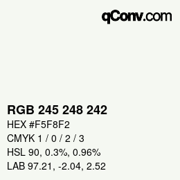 Código de color: RGB 245 248 242 | qconv.com