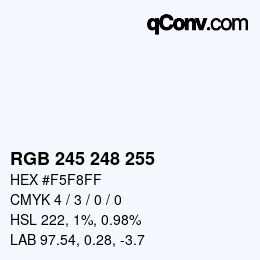 Color code: RGB 245 248 255 | qconv.com