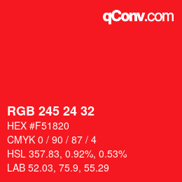 Color code: RGB 245 24 32 | qconv.com