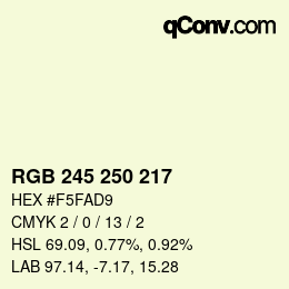 Color code: RGB 245 250 217 | qconv.com