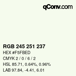 Color code: RGB 245 251 237 | qconv.com