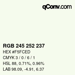 Color code: RGB 245 252 237 | qconv.com