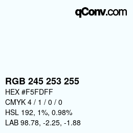 Code couleur: RGB 245 253 255 | qconv.com