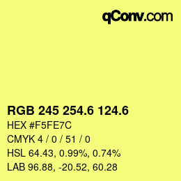 カラーコード: RGB 245 254.6 124.6 | qconv.com