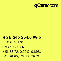カラーコード: RGB 245 254.6 99.6 | qconv.com