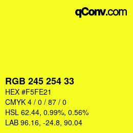 カラーコード: RGB 245 254 33 | qconv.com