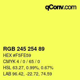Farbcode: RGB 245 254 89 | qconv.com