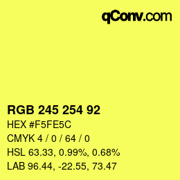 Código de color: RGB 245 254 92 | qconv.com