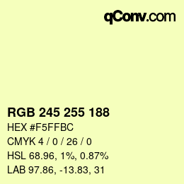 Color code: RGB 245 255 188 | qconv.com