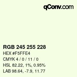 Código de color: RGB 245 255 228 | qconv.com