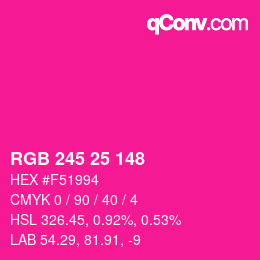 カラーコード: RGB 245 25 148 | qconv.com
