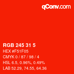 Color code: RGB 245 31 5 | qconv.com