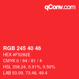 Color code: RGB 245 40 46 | qconv.com