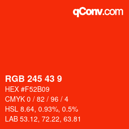 Color code: RGB 245 43 9 | qconv.com