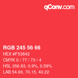 Farbcode: RGB 245 56 66 | qconv.com
