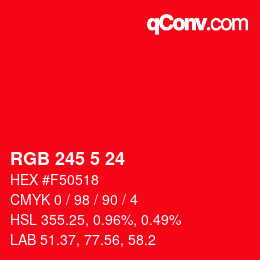 Color code: RGB 245 5 24 | qconv.com