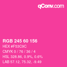 カラーコード: RGB 245 60 156 | qconv.com