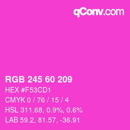 カラーコード: RGB 245 60 209 | qconv.com
