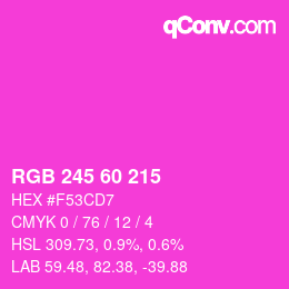 カラーコード: RGB 245 60 215 | qconv.com
