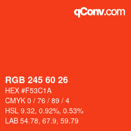 カラーコード: RGB 245 60 26 | qconv.com