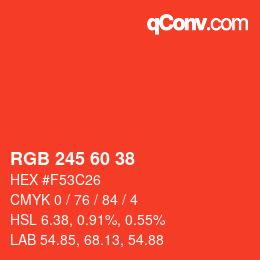 Color code: RGB 245 60 38 | qconv.com