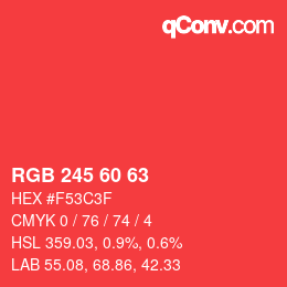 カラーコード: RGB 245 60 63 | qconv.com