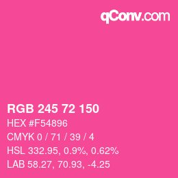 颜色代码: RGB 245 72 150 | qconv.com