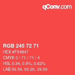 Color code: RGB 245 72 71 | qconv.com