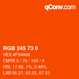 颜色代码: RGB 245 73 0 | qconv.com