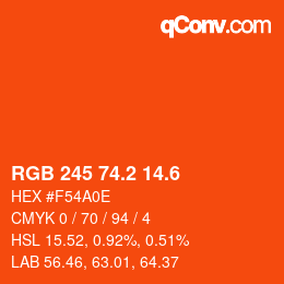 カラーコード: RGB 245 74.2 14.6 | qconv.com