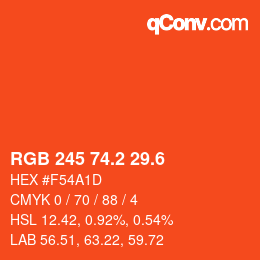 カラーコード: RGB 245 74.2 29.6 | qconv.com
