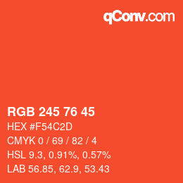 Color code: RGB 245 76 45 | qconv.com