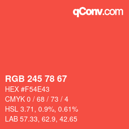 カラーコード: RGB 245 78 67 | qconv.com